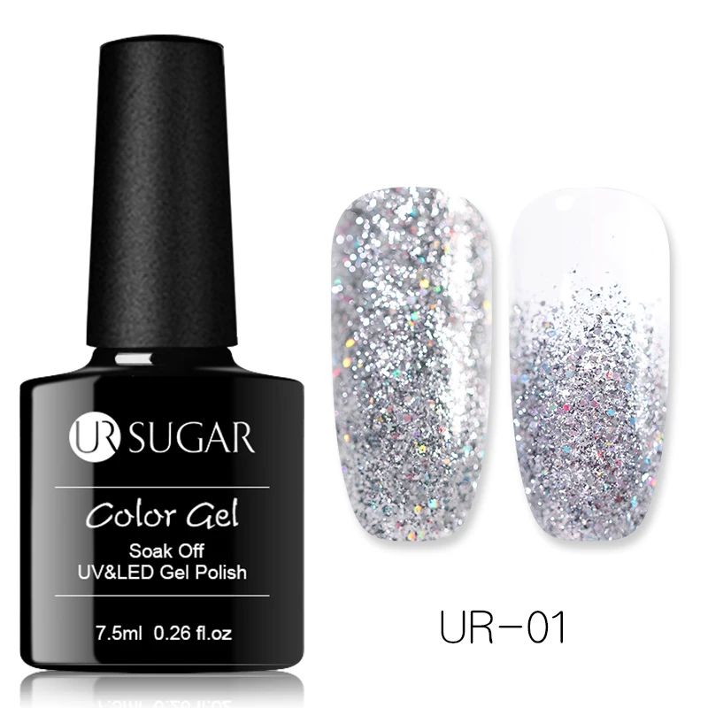 Ur Sugar 7,5 мл Блестящий Гель-лак для ногтей мерцающие голографические блестки замочить от УФ-гель лак верхнее Базовое покрытие лак праймер маникюр