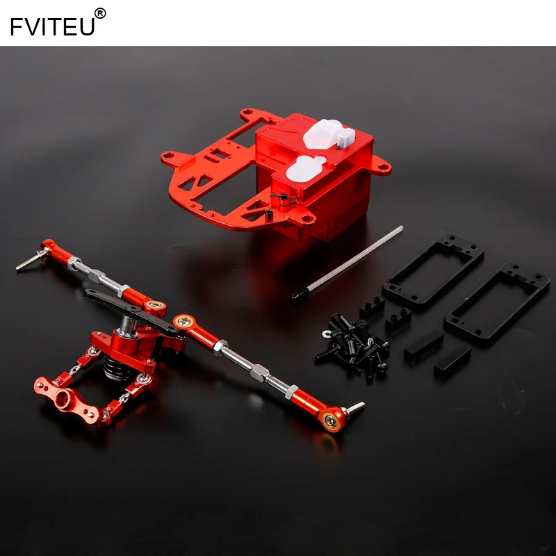 

FVITEU CNC Alloy Electronics Case Symmetric Steering Gear kits for 1/5 HPI Baja 5B SS 5T 5SC Rovan King Motor