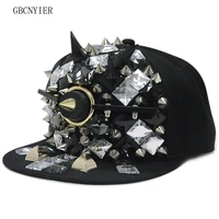 gbcnyier exaggeration prominent hip hop baseball cap cool men fashion visor hip hop dance show unisex hat rivet style
