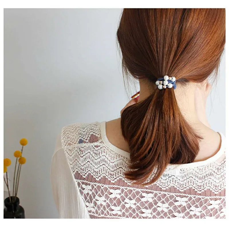 5 шт./лот Женская мода подарок женские аксессуары для волос резинки с жемчужинами