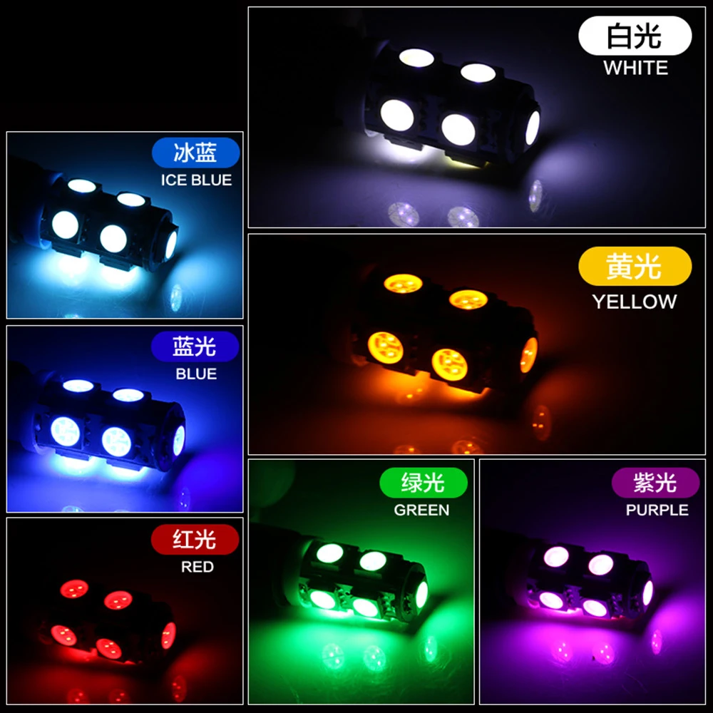 100 шт. Автомобильные светодиодные лампы 194 168 W5W T10 9 SMD 5050|Сигнальная лампа| |