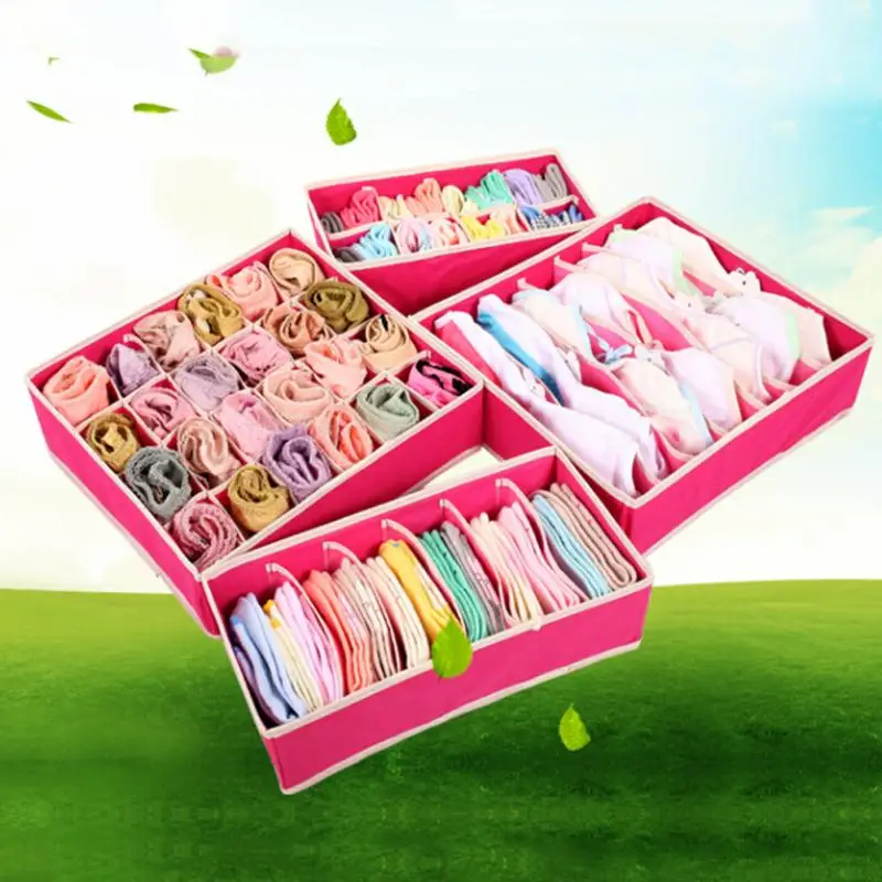 4 шт./компл. складной делитель хранения бюстгальтер Box Нетканые Ткань Чехол