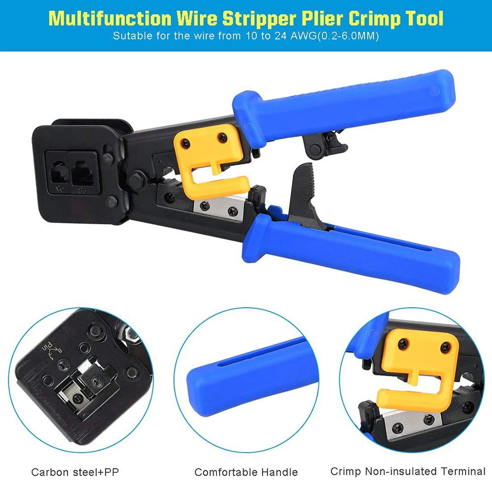 easy rj45 crimper RJ45 crimping tool hand network tool kit for cat6 cat5 cat5e rj45 rj11 connector 8P 6P lan Cable Wires pliers