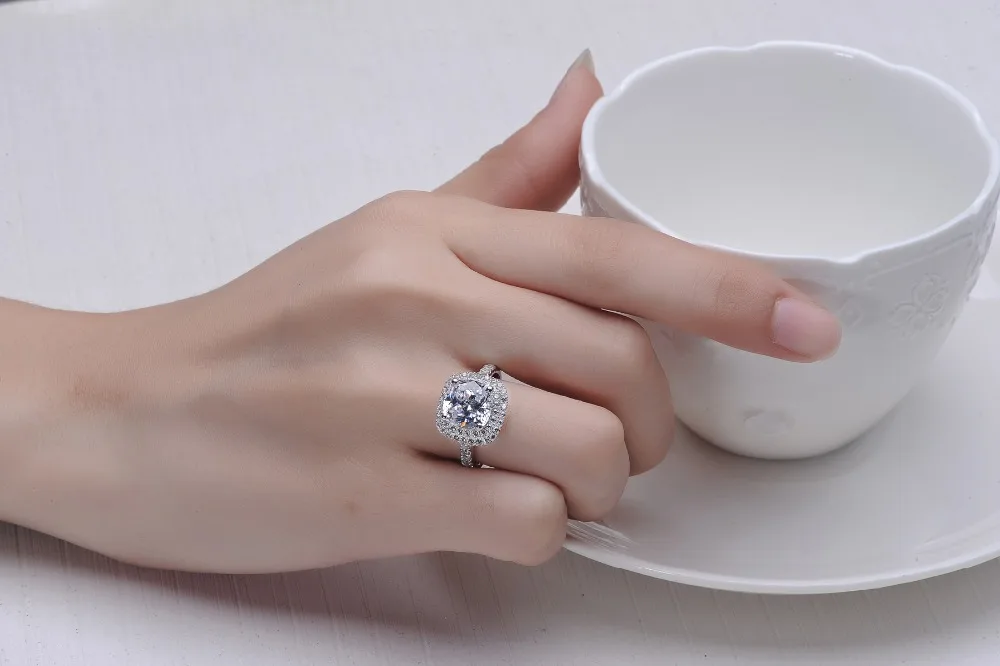 Серебряная подушка из стерлингового серебра обручальное кольцо 3CT NSCD