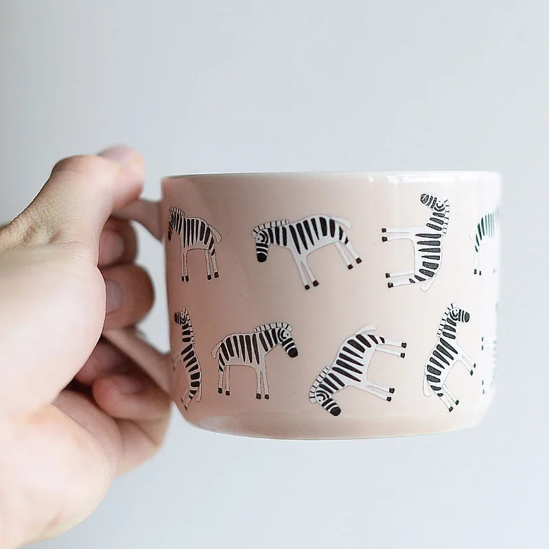 Милые животные стиль керамическая утренняя кружка креативная ручка милые кружки