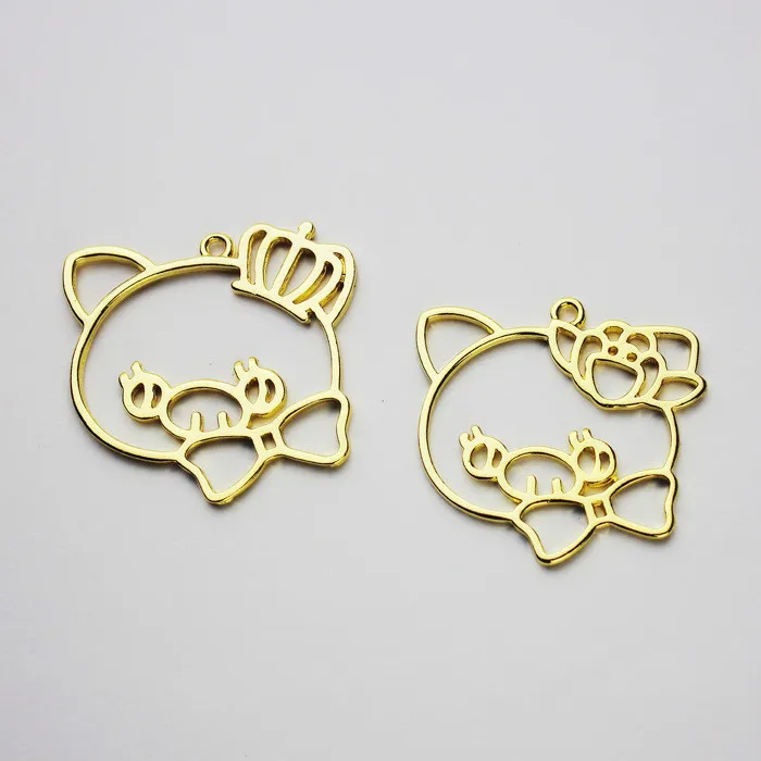 5 шт./лот милый Кот в шляпе ювелирное изделие подвеска оправе Золотая ободок