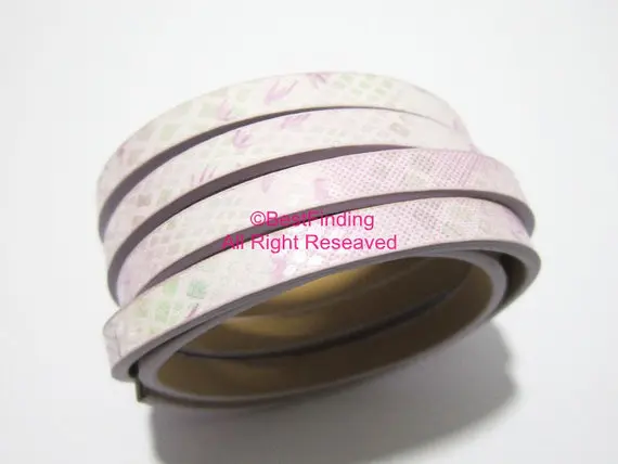 

5x2mm Light fushia wash painting glitter leather cord 5mm leather cord
