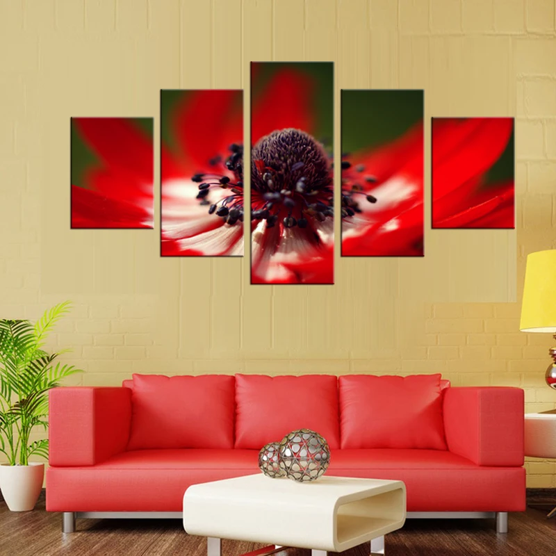 5 шт./компл. красивые красные цветы рисунок на фото картина стену дома для