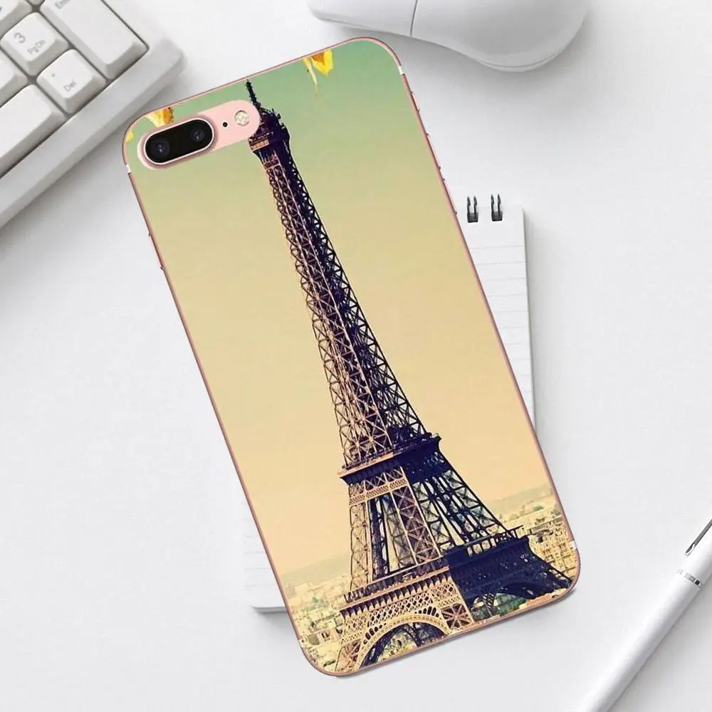 Мягкие ТПУ чехлы кожа Париж Франция Эйфелева башня для iPhone 4 4S 5 5C SE 6 6S 7 8 Plus X XS Max XR