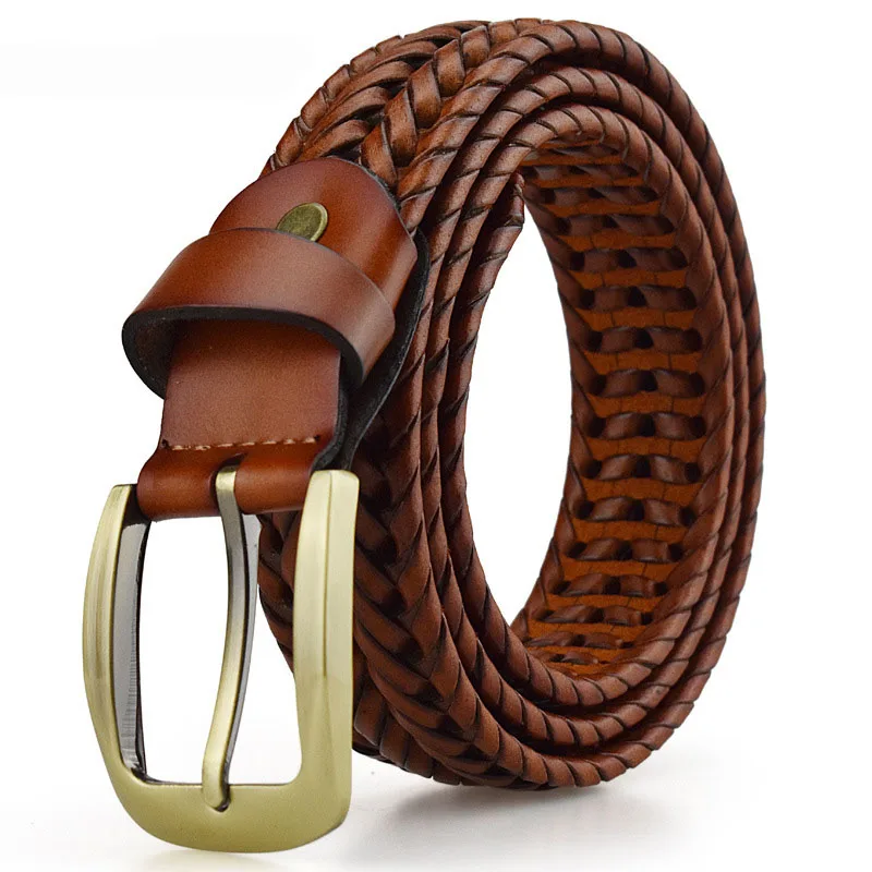 

Braided Belt For Mens Woven Belts Luxury Genuine Leather Cow Straps Hand Knitted Designer Men For Jeans Girdle Male