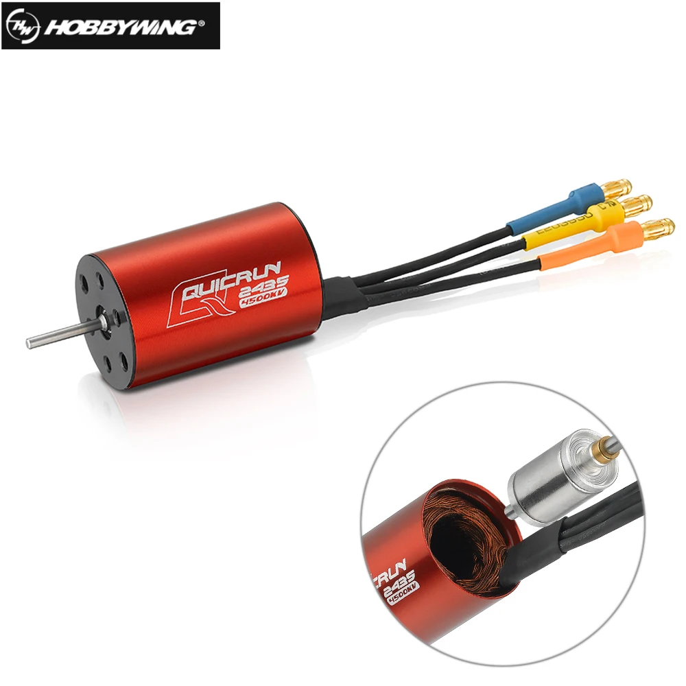 HobbyWing QuicRun 2435 4500KV бесщеточный автомобильный двигатель для 1:18 1:16 ВКЛ или ВЫКЛ-роуд