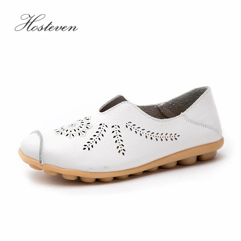 Hosteven/Женская обувь кроссовки лоферы из натуральной кожи на плоской подошве