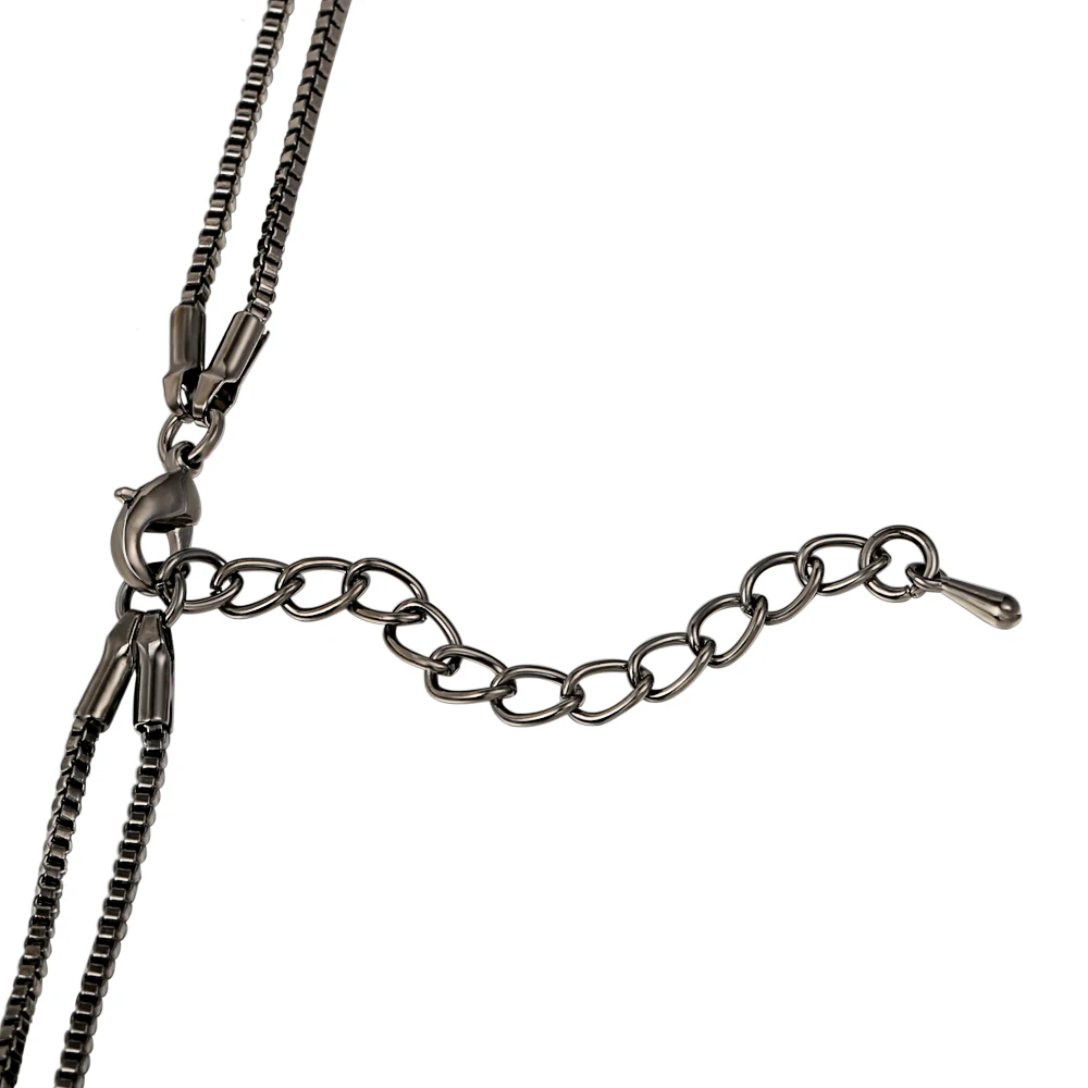 Двойное винтажное длинное ожерелье для женщин треугольник кулон кристалл со