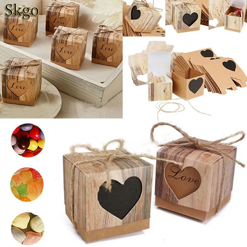 3 шт./лот подарочные коробки упаковка пеньковая веревка конфетная квадратная