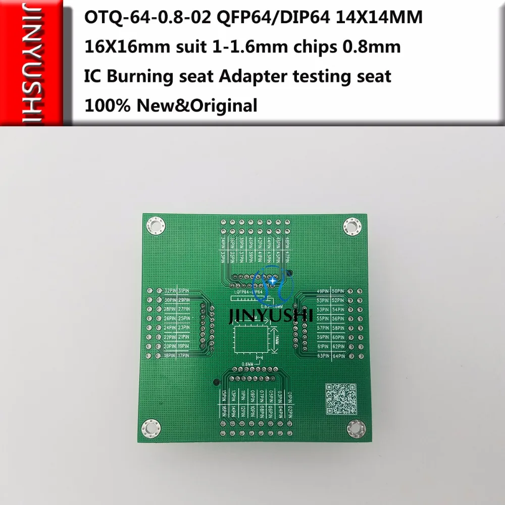 Opentop OTQ-64-0.8-02 QFP64/DIP64 ENPLAS 14*14MM 16*16mm suit 1-1.6mm chips 0.8mm IC Burning seat Adapter test Socket test bench