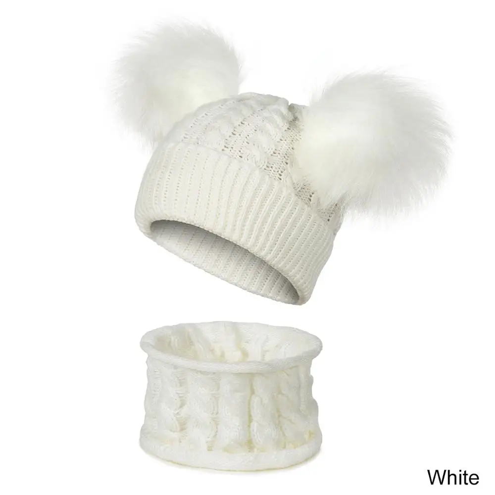 11 Новинка года; зимний комплект из шапки и шарфа для От 0 до 2 лет мальчиков и девочек; детская хлопковая теплая одноцветная шапка унисекс с помпонами и крученым узором - Цвет: 11