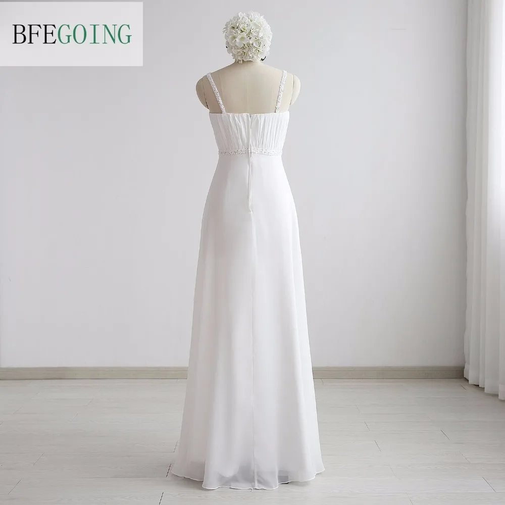 Шифоновое прямое вечернее платье цвета слоновой кости милое на бретелях