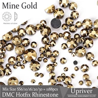 upriver ss6 ss30 mine gold iron on dmc hotfix rhinestones machine cut glass strass