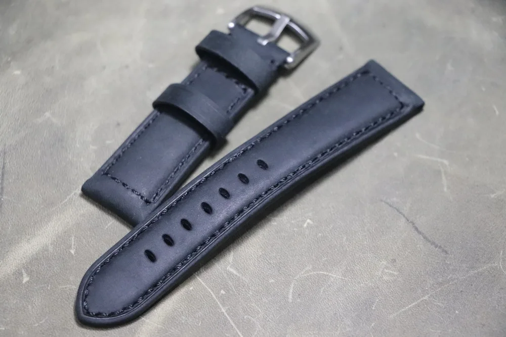 Ремешок из натуральной кожи для часов универсальный черный браслет Panerai Omega Seiko