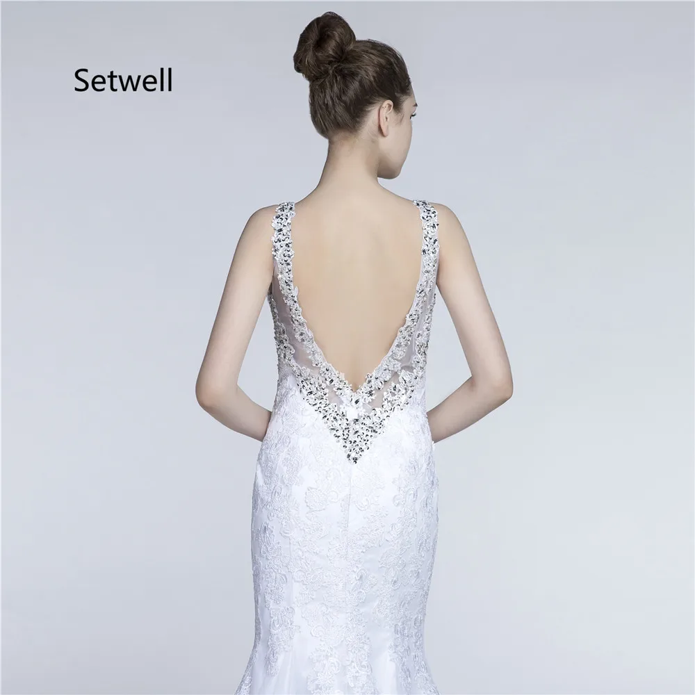 Женское свадебное платье с блестками V образным вырезом и открытой спиной|long wedding