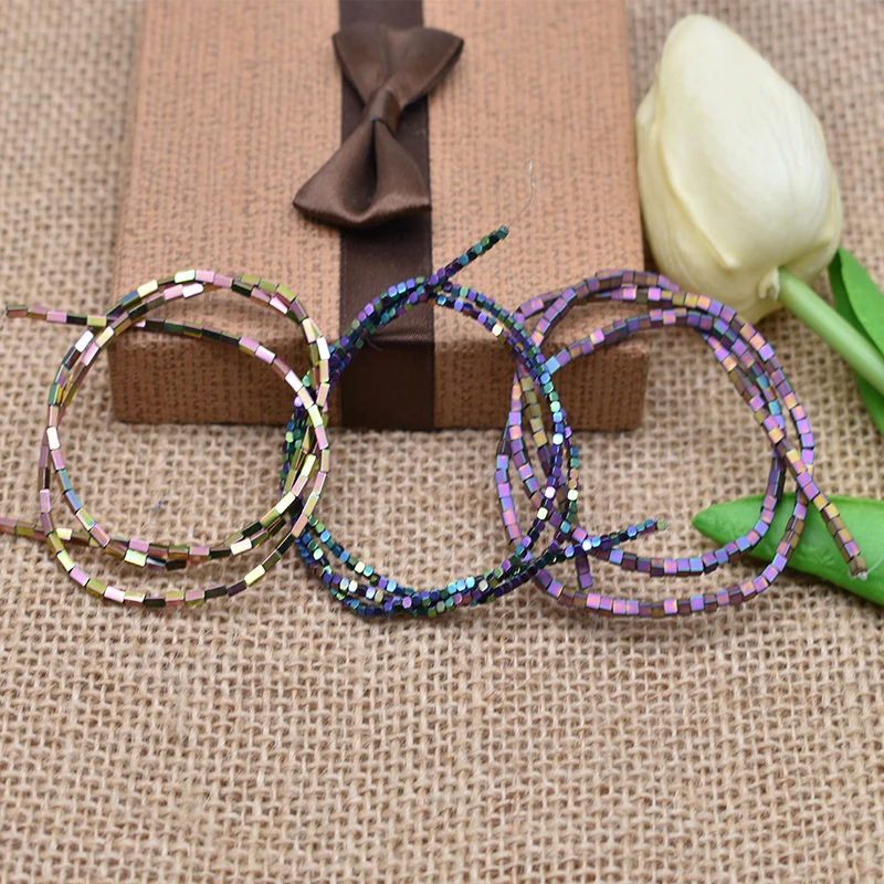 2 мм Квадратные бусины с покрытием 194шт./лот натуральный камень гематит россыпью