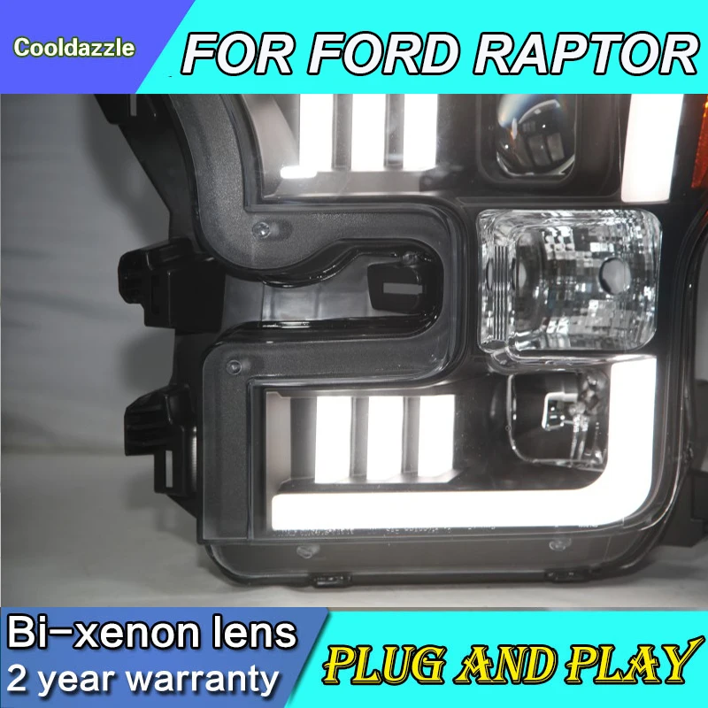 Для FORD для Raptor 2015 2016 2017 головной светильник фара черный Цвет Передний фонарь с
