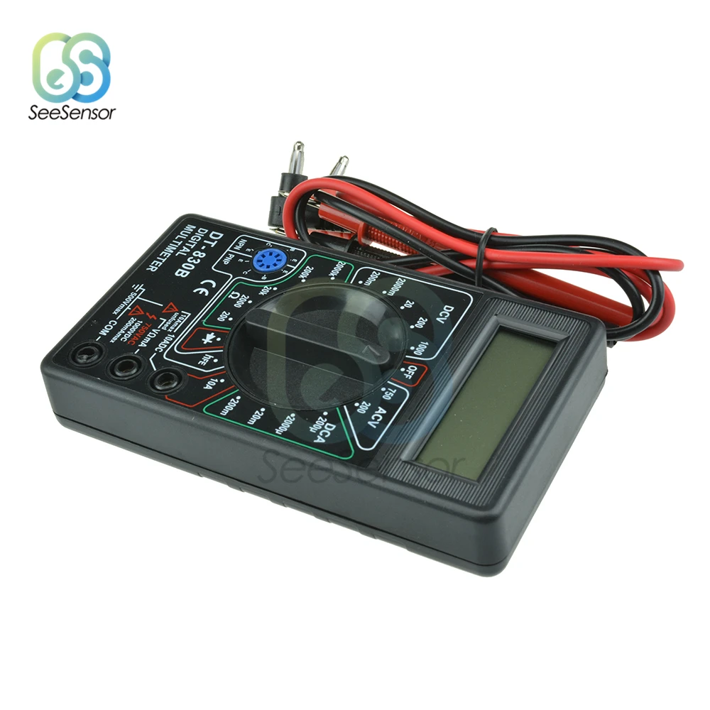 DT830B ЖК-цифровой мультиметр для Вольт Ампер Ом Тест er метр портативный Вольтметр Амперметр защита от перегрузки с тестовыми проводами