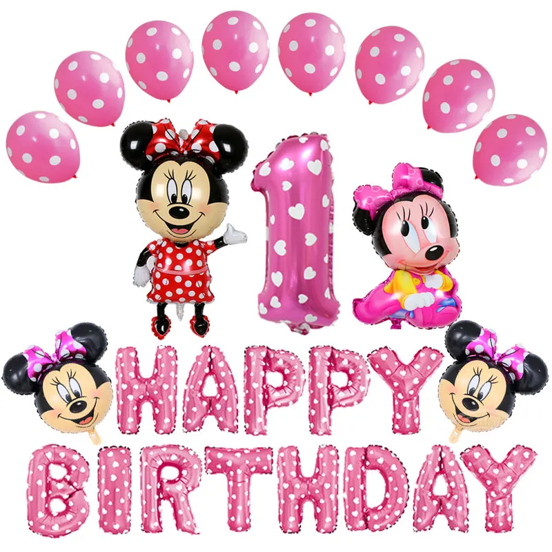 minnie 26 шт./лот воздушные шары из фольги с Микки и Минни Маус, вечерние украшения на день рождения, подарки для детей, вечерние принадлежности - Цвет: minnie
