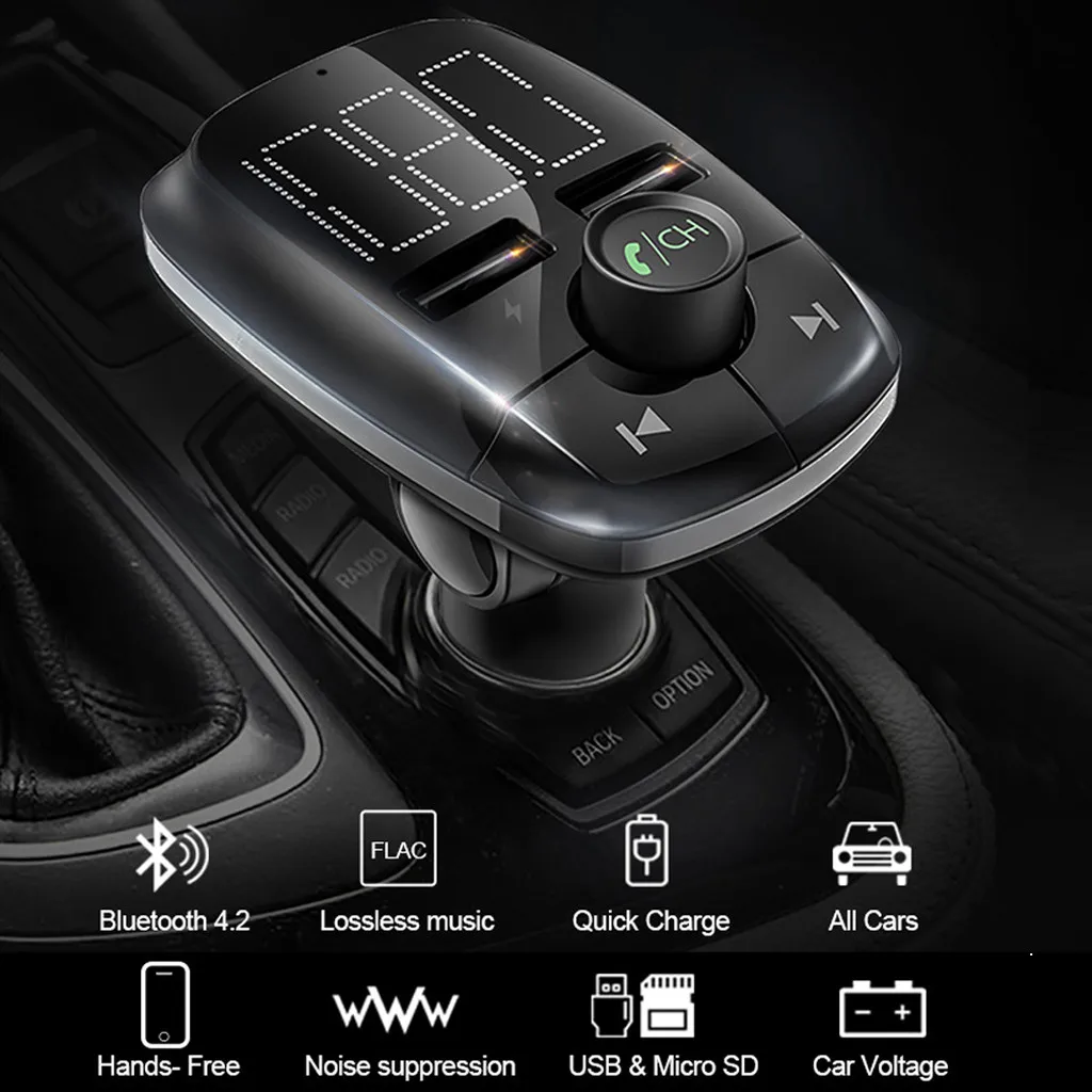 1 шт. Bluetooth автомобильный комплект fm-передатчик MP3-плеер с светодиодный двойной USB быстрое зарядное устройство дисплей напряжения воспроизведение музыки#30