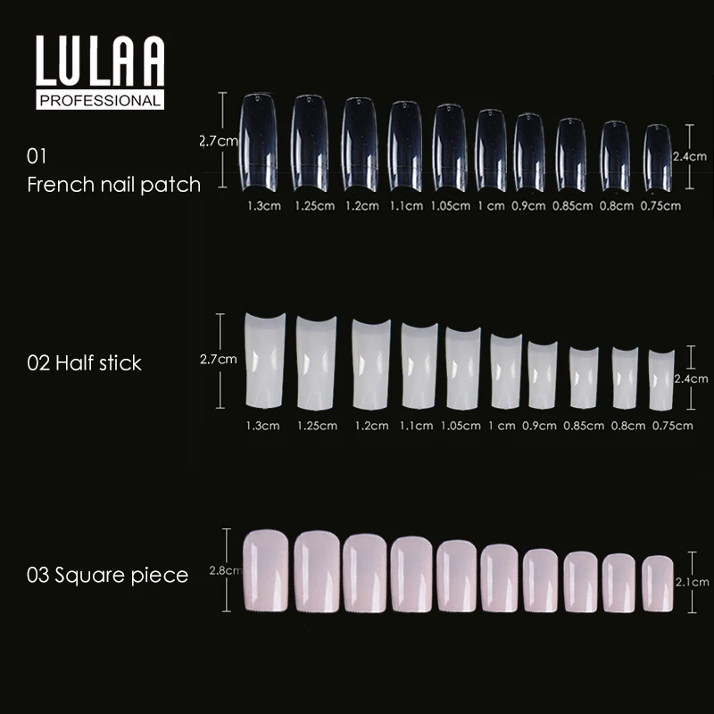LULAA 100 шт накладные ногти французские Natrual Full Half нажмите на удлиненные съемные