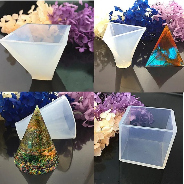 

Aouke кристальная эпоксидная силиконовая форма «сделай сам» ювелирные изделия ручной работы конус энергия башня Пирамида треугольное зеркал...