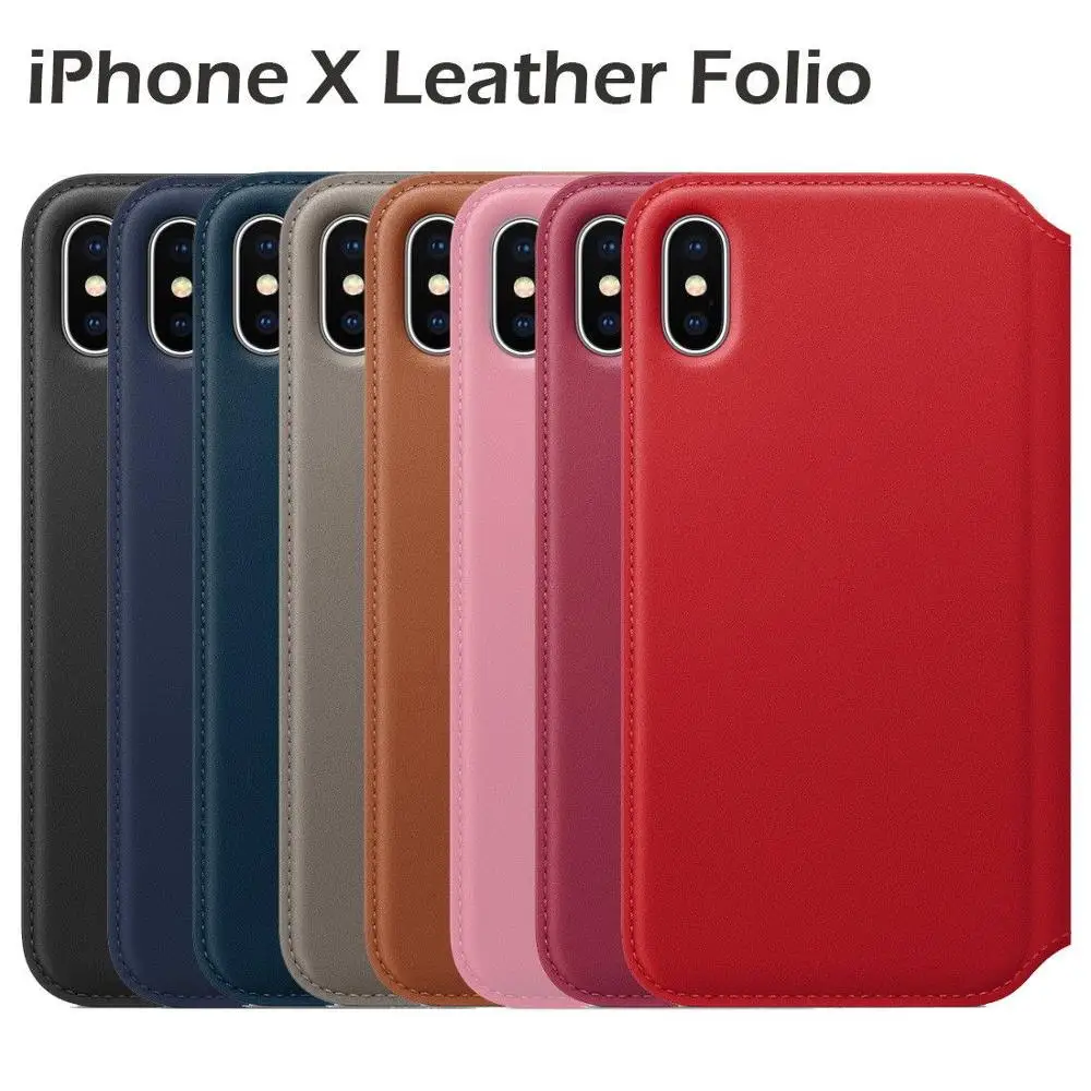 Оригинальный чехол для iPhone X XS Max кожаный защитный книжка с откидной крышкой и