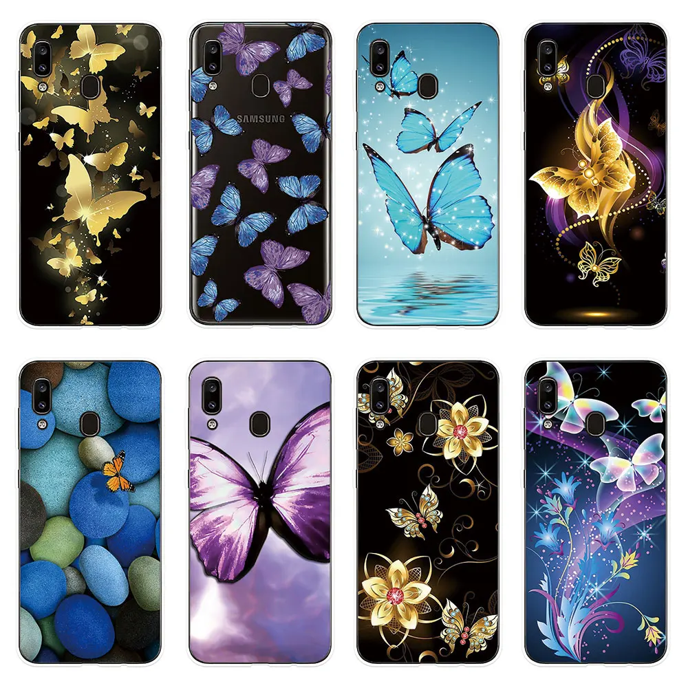 Силиконовый чехол с бабочками для Sumsung Galaxy A10 A20 A20E A30 A40 A50 A60 A70 A80 телефона M10 M20 M30 |