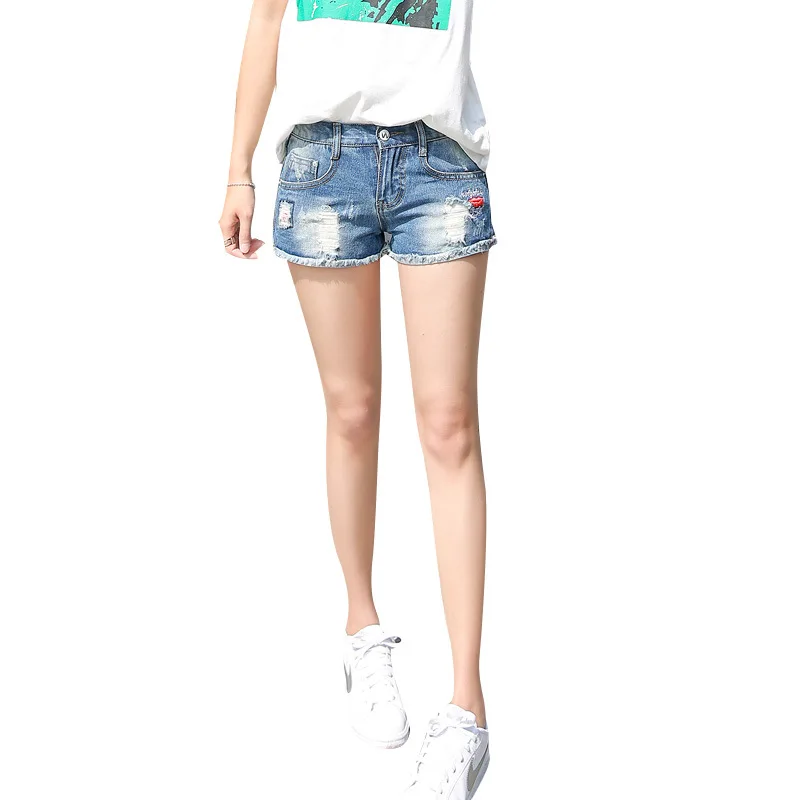 Новые летние Большие размеры женские джинсовые шорты с дырками &quotкошачий