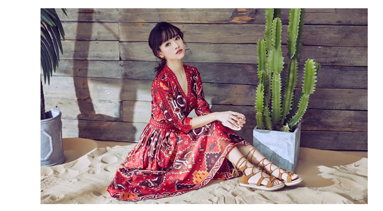 Женское винтажное шифоновое платье Orgreeter длинное в национальном стиле с тотемным