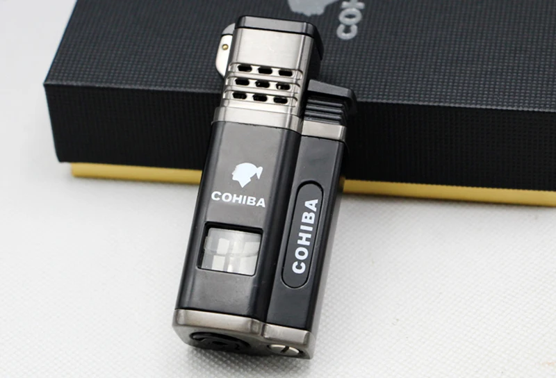COHIBA специальные легче металла четыре Jet Flame с газом смотровое окно прикуривателя