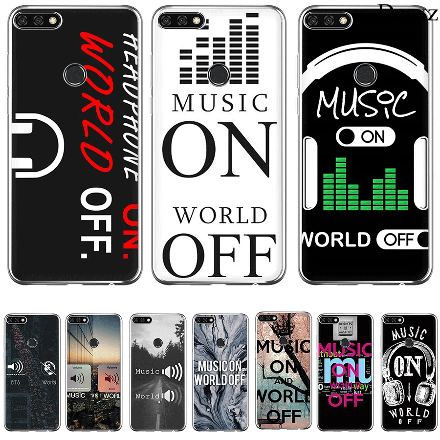 Чехол для телефона Music On World Off Huawei Honor Note 6A 6C 7A 7X 7C Pro 8 9 10 Lite Play Shell | Мобильные