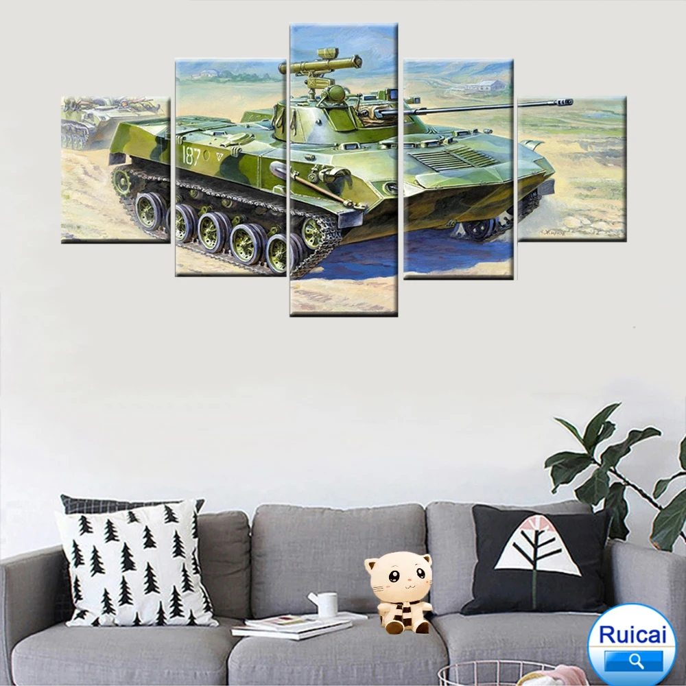 HD Print 5 Panel Home Decor Wall Art Picture Tank Poster | Дом и сад
