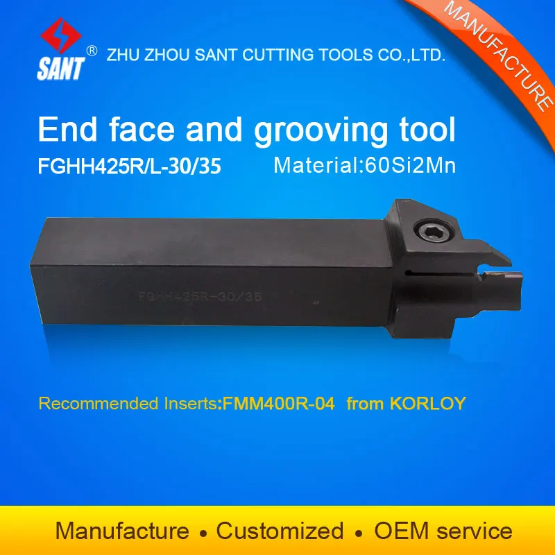 

Zhuzhou Sant cnc cutting tools Grooving tool holder FGHH425R-30/35 with Korloy inserts FMM400R-04 selling hot in abroad