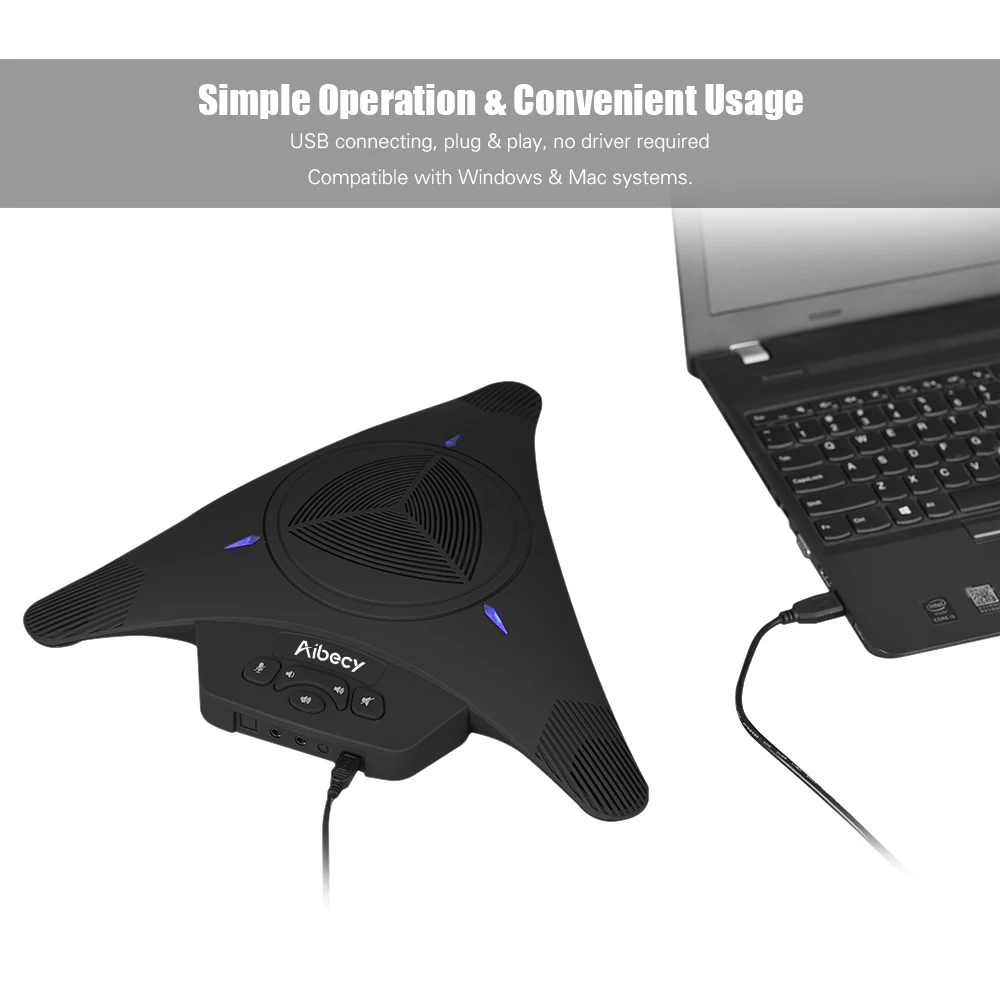 Высокомощный конденсаторный микрофон Aibecy для конференций динамик USB 360D Аудио