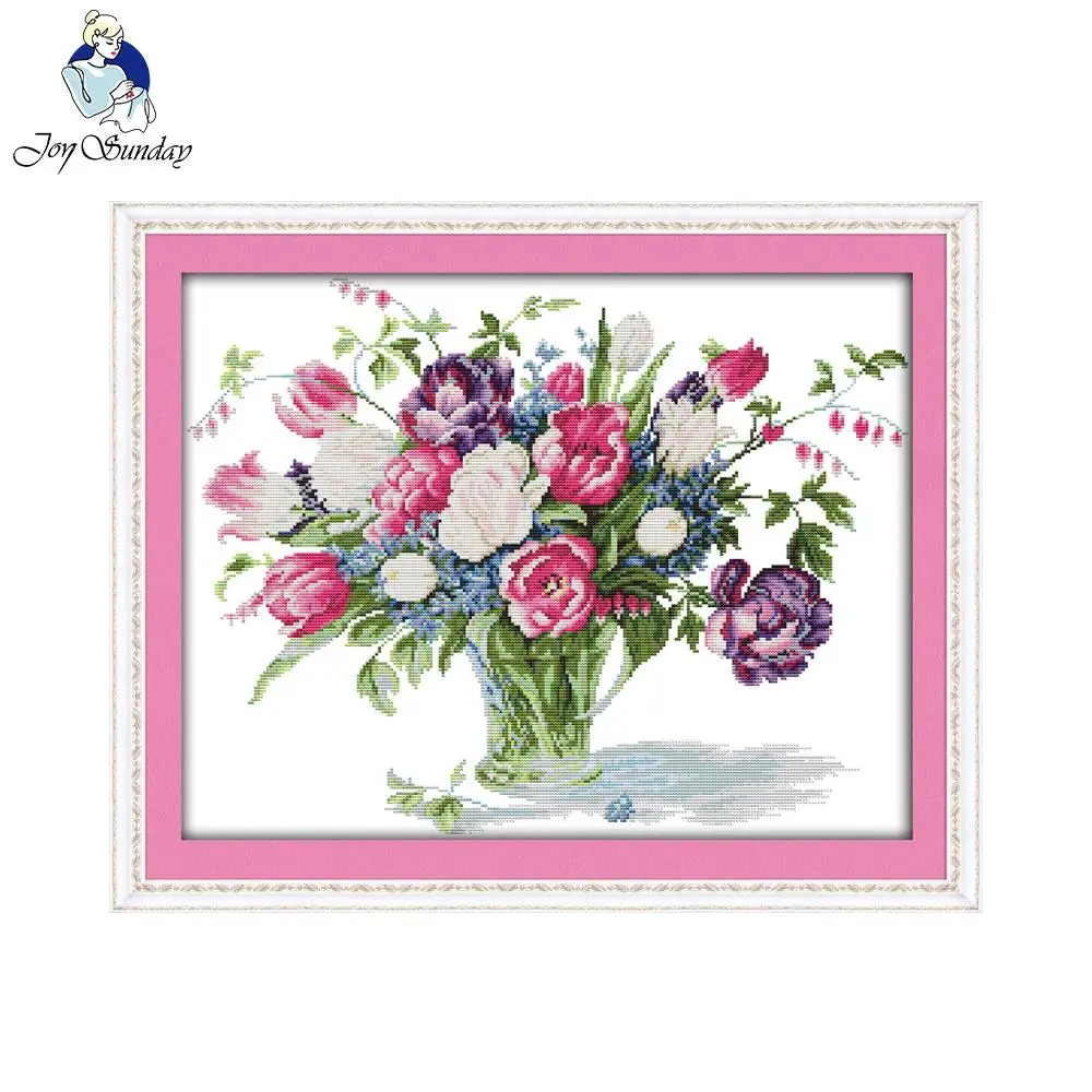 Ваза тюльпан Joy Sunday в цветочном стиле для рукоделия вышивка крестиком фотовазы