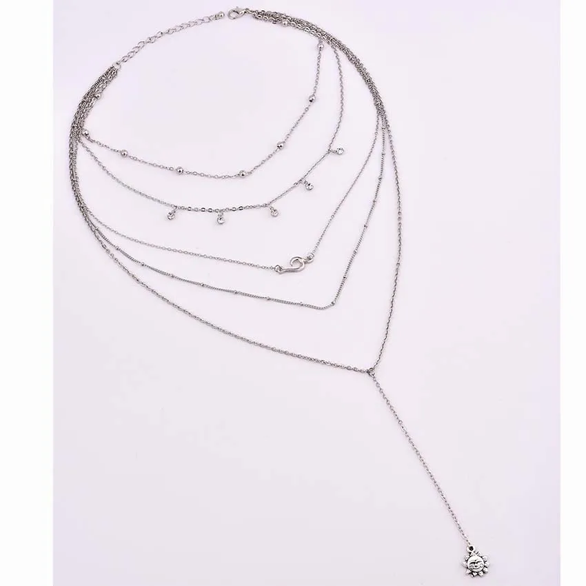 2018 новые винтажные Бохо женские солнцезащитные бусы Серебряное колье длинное