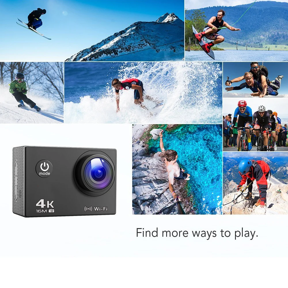 Ультра HD 4K экшн-камера wifi 16MP 2,0 ЖК-экран 170 объектив угол водонепроницаемый 30 м Спортивная камера DV с пультом дистанционного управления