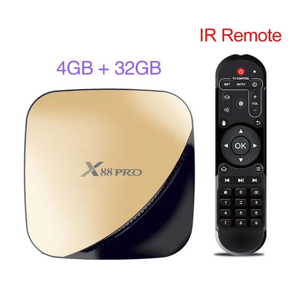 Gold 4G 32G X88 PRO Android 9,0 Smart tv Box 4G ram 64G Rockchip RK3318 5,8G Wifi 4K 60fps HD телеприставка Google медиа YouTube 1080P X88PRO - Цвет: Gold 4G 32G