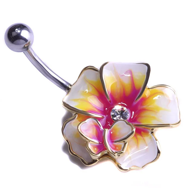 Esmalte цветок бабочка золото раста живота баров заводской Пирсинг Labret пупка Кольцо