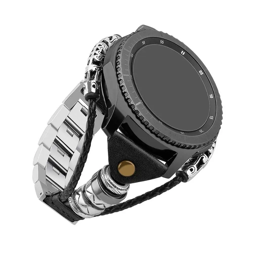 22 мм кожаный ремешок для часов samsung Galaxy Watch 46 мм/gear S3 Classic/S3 Frontier из нержавеющей стали замена браслета ремешок
