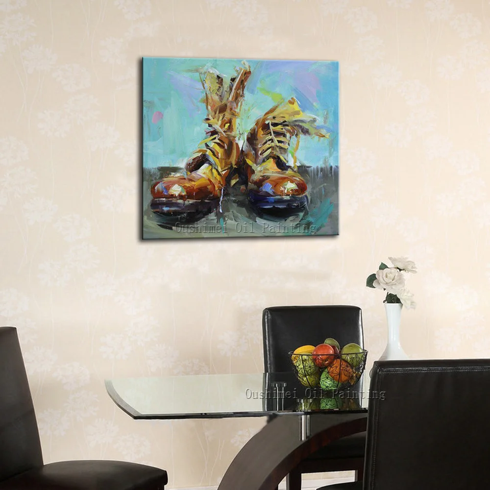 Высокое качество Современная Мужская обувь с ручной росписью картина маслом на