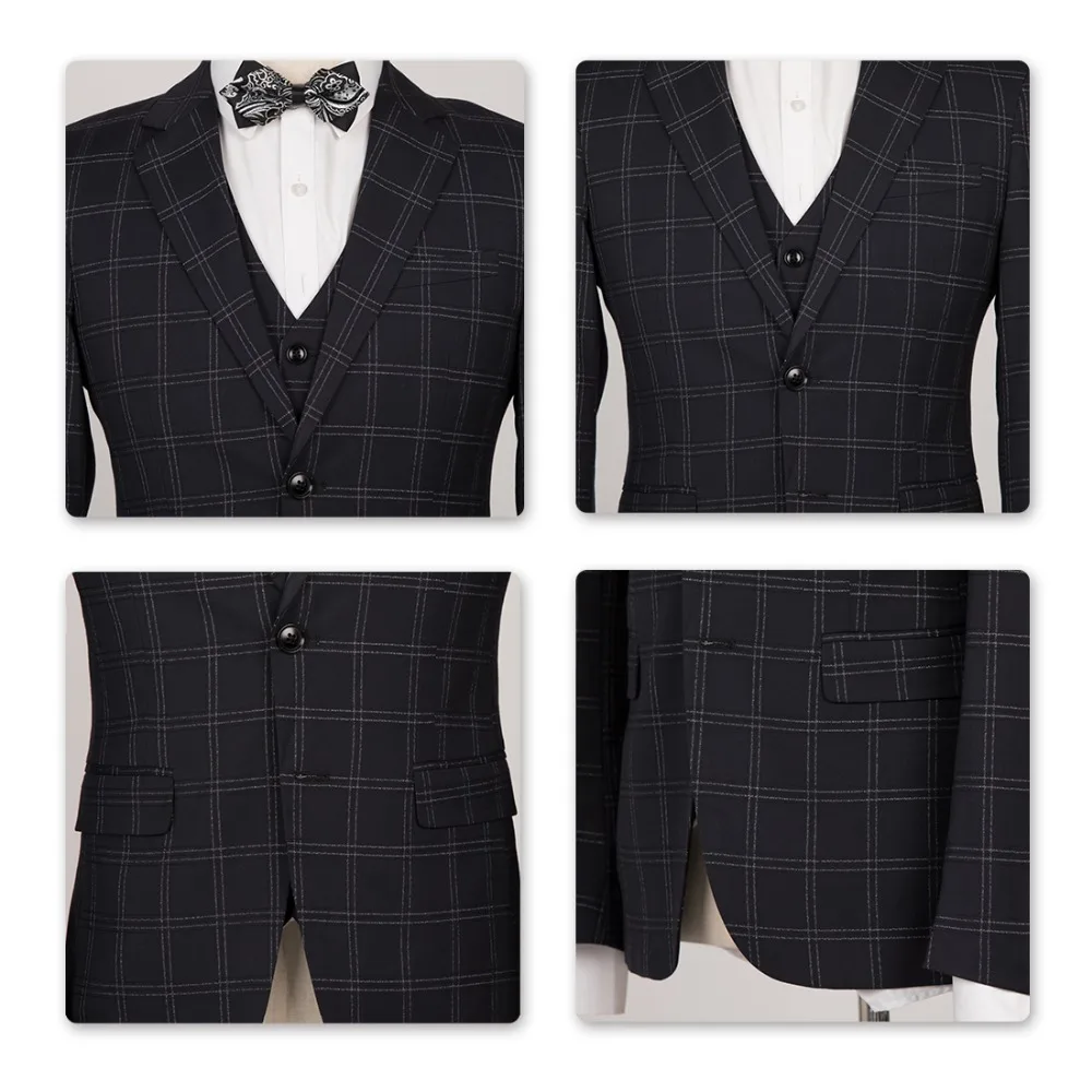 Костюм мужской из 3 предметов с принтом в клетку | Мужская одежда