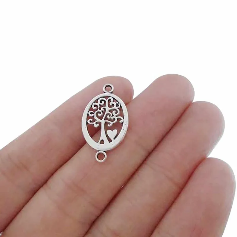 

20 x Hollow Out Oval Tree Heart Connector Charms Pendants Fit DIY Handmade Bracelet Jewelry Making Findings 23x13mm