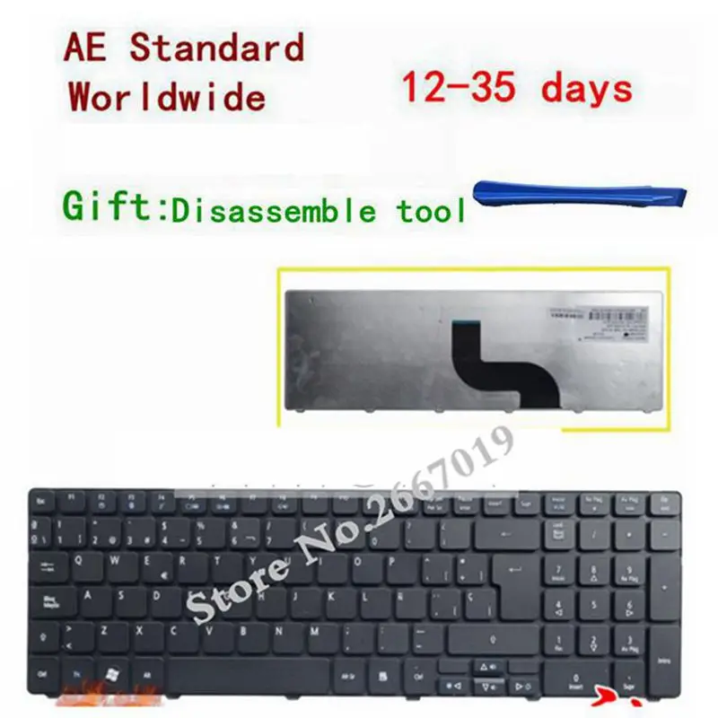 Испанская клавиатура для ноутбука Acer Aspire 5810 5536 5536G 5738 5738G 5810T 5740 5336 7551 5410 5252G 5742Z Black SP